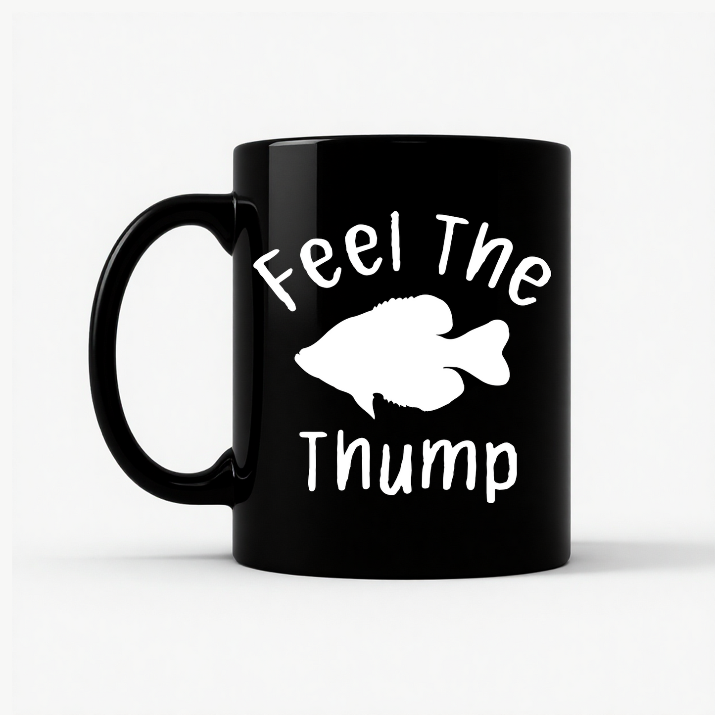 Feel The Thump Crappie Fishing Mug in Black