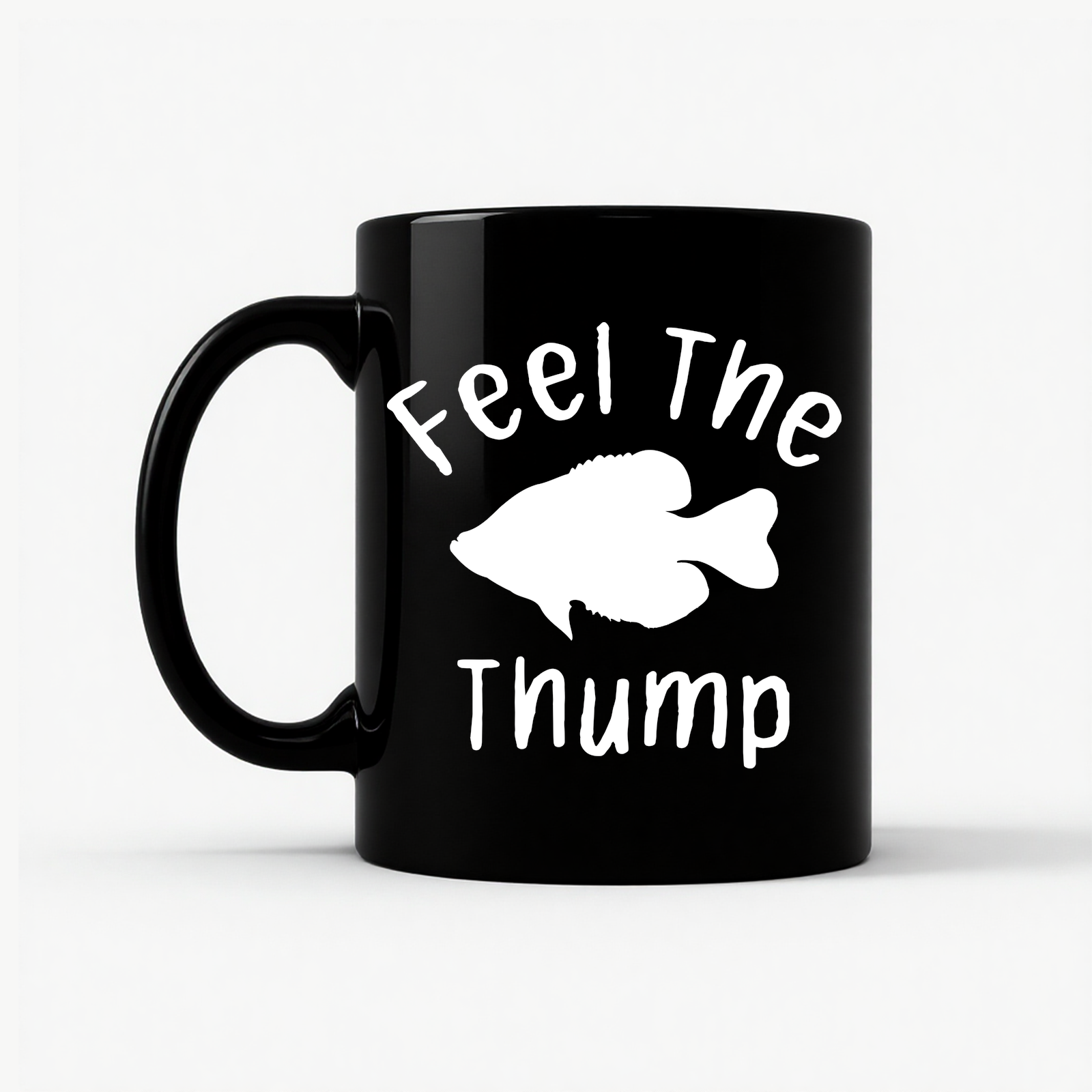 Feel The Thump Crappie Fishing Mug in Black