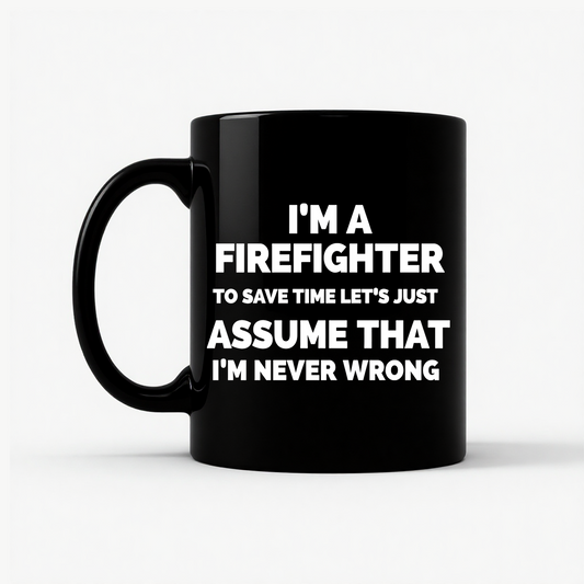 Funny Firefighter Gift Mug in Black