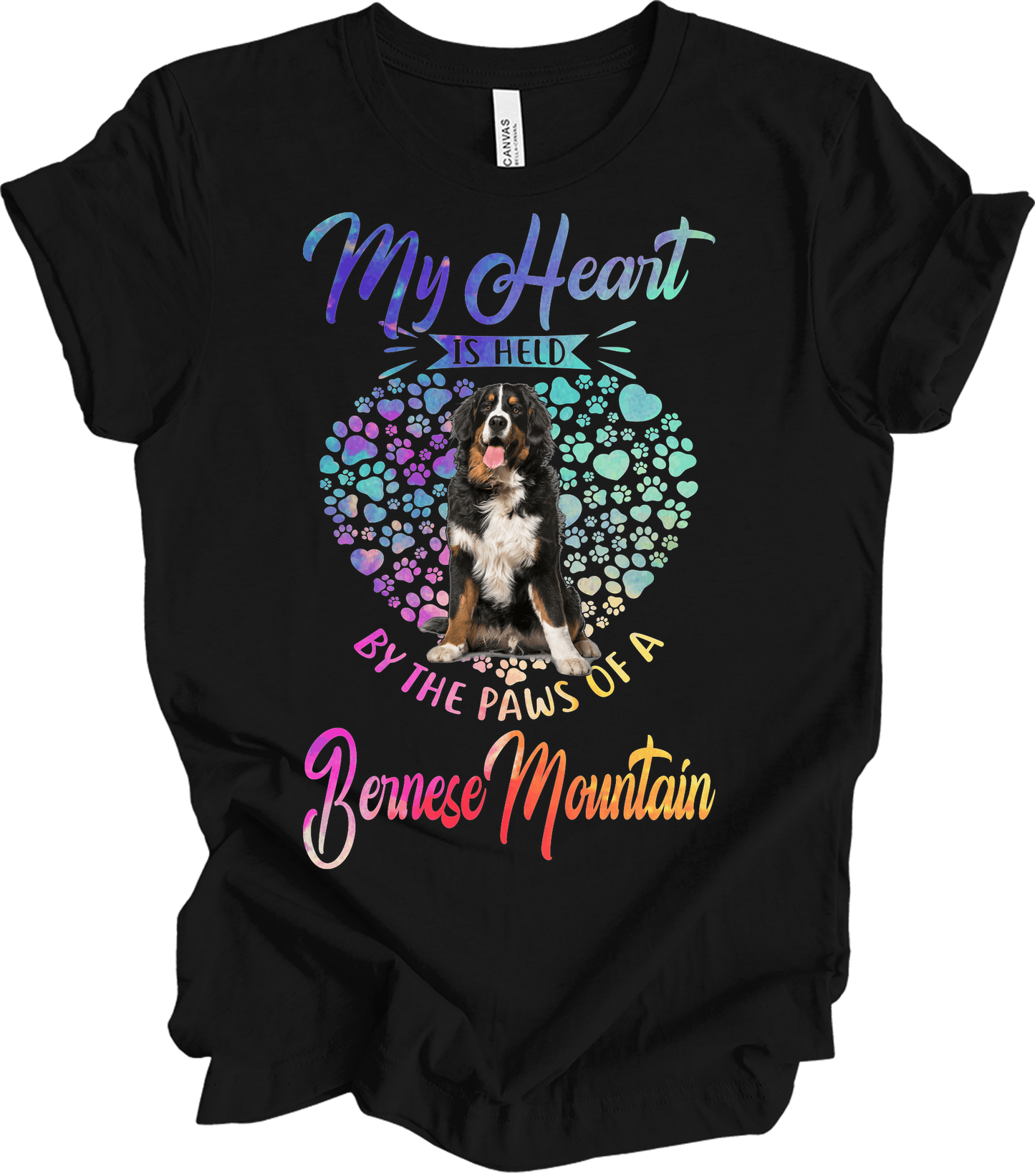 Bernese Mountain Dog Heart T-Shirt in Black