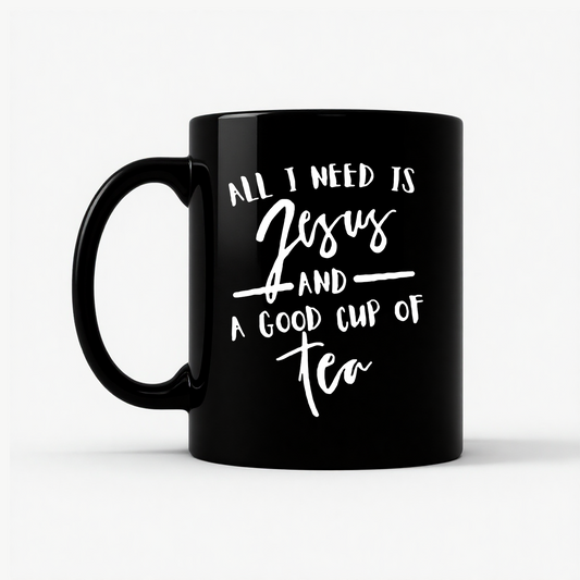 Tea and Jesus - Christian Tea Lover Faith Mug in Black