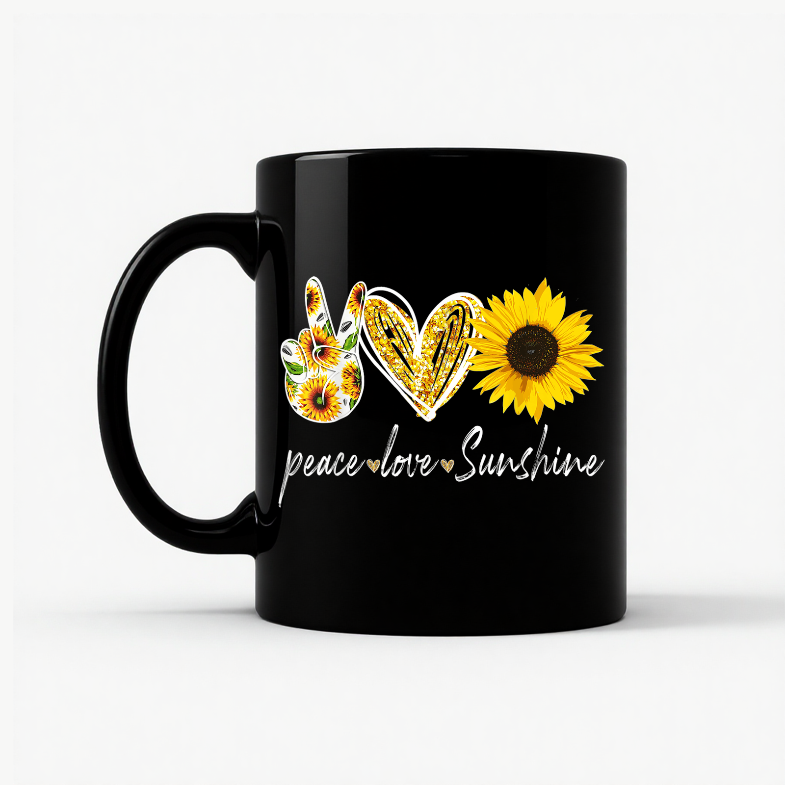Peace Love Sunshine Mug in Black