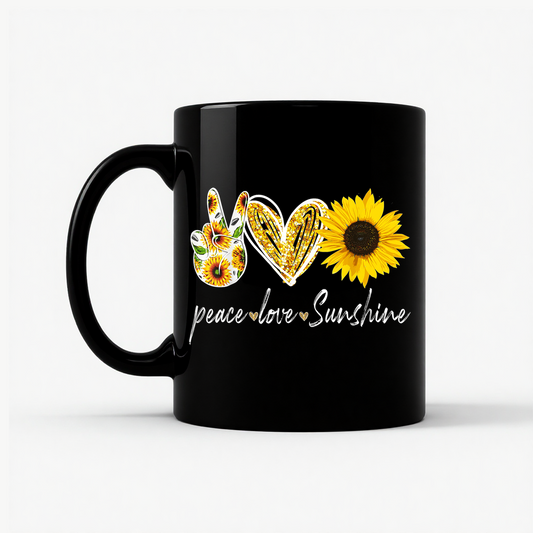 Peace Love Sunshine Mug in Black