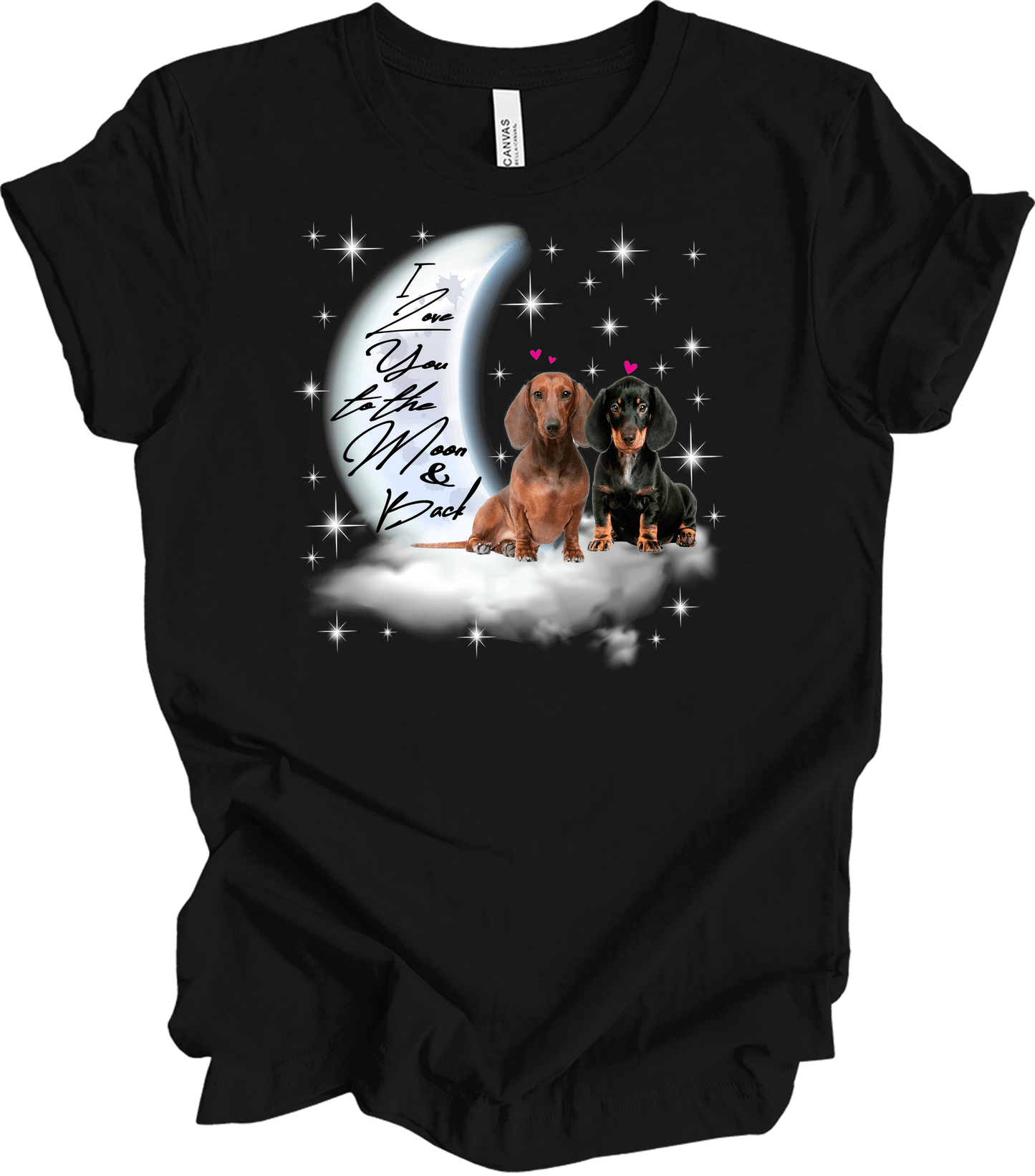 Dachshund Moon Love T-Shirt in Black