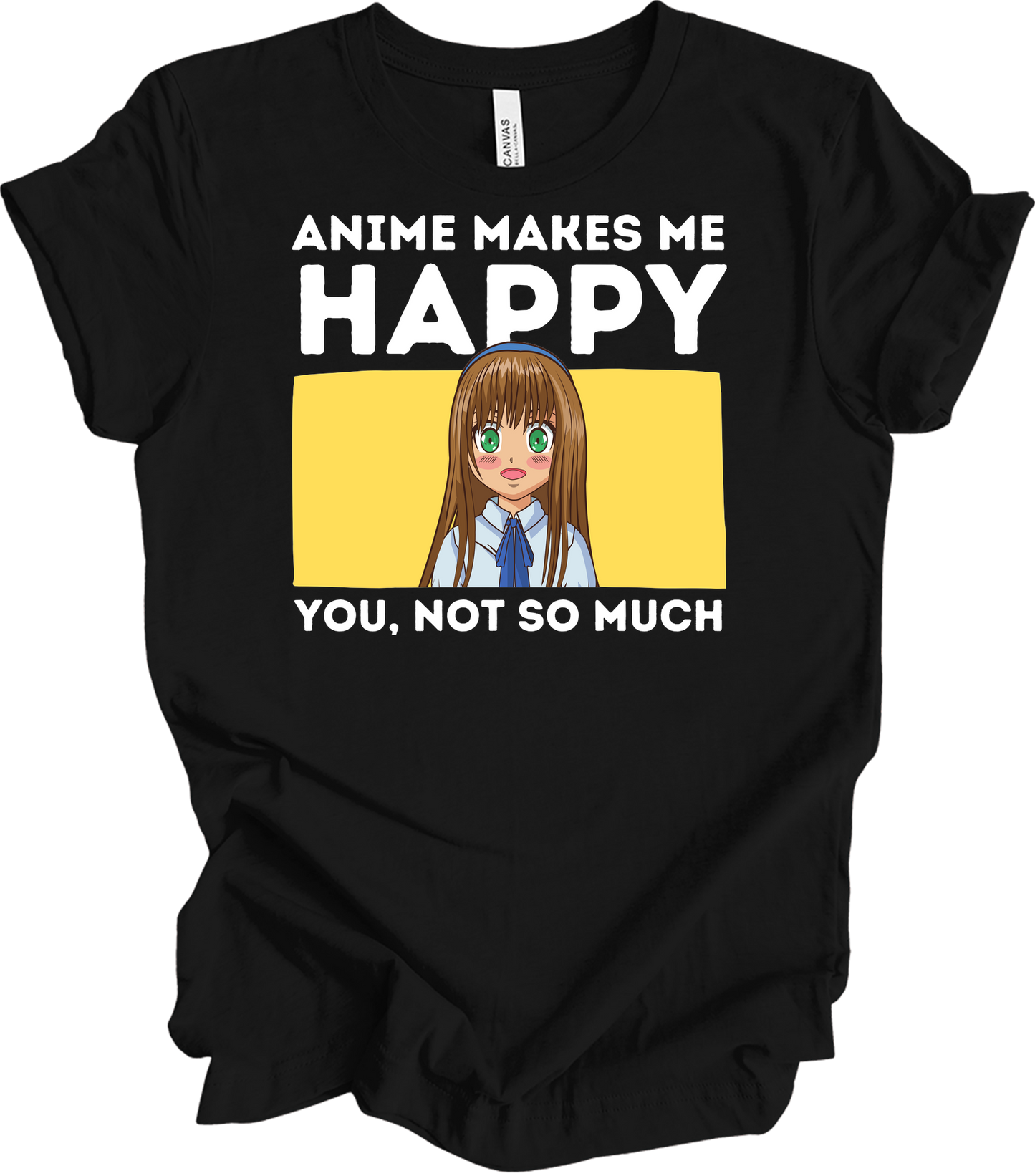 Anime Art 'Happy' T-Shirt in Black