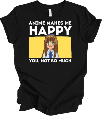 Anime Art 'Happy' T-Shirt in Black