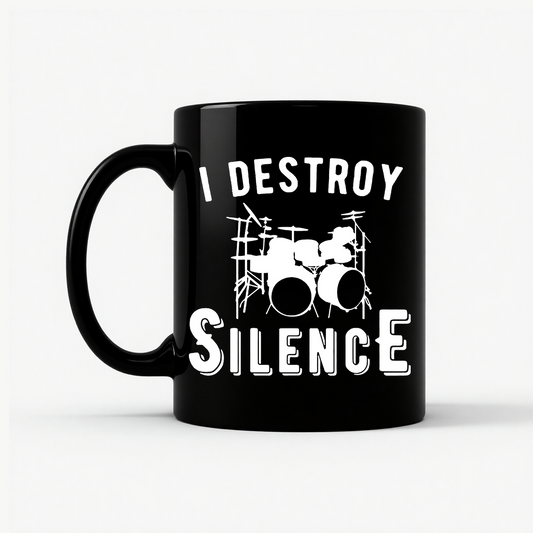 I Destroy Silence Drummer Mug in Black