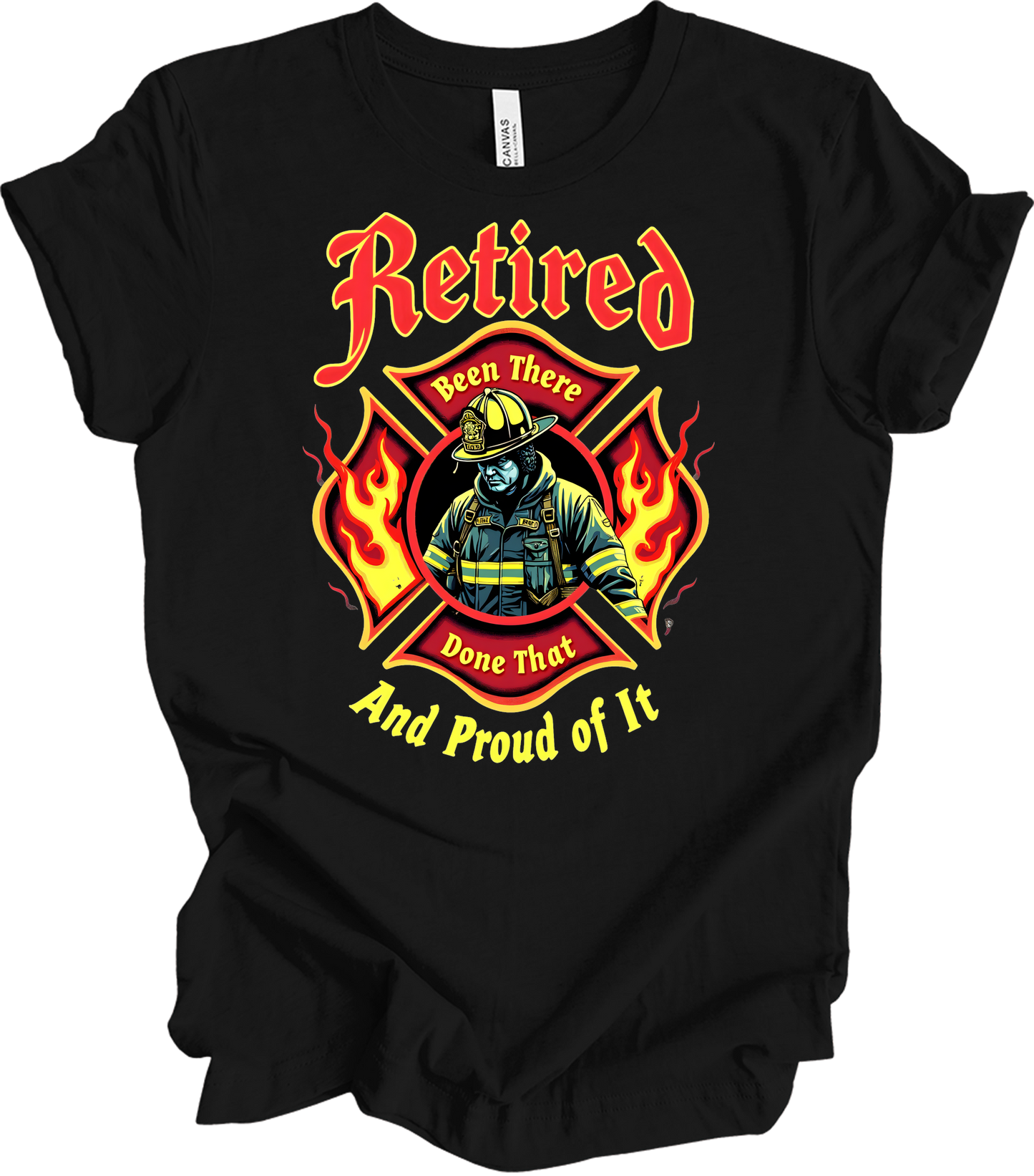 Retired Firefighter Proud T-Shirt in Black