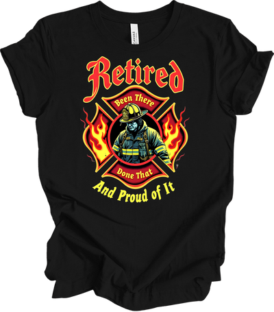 Retired Firefighter Proud T-Shirt in Black