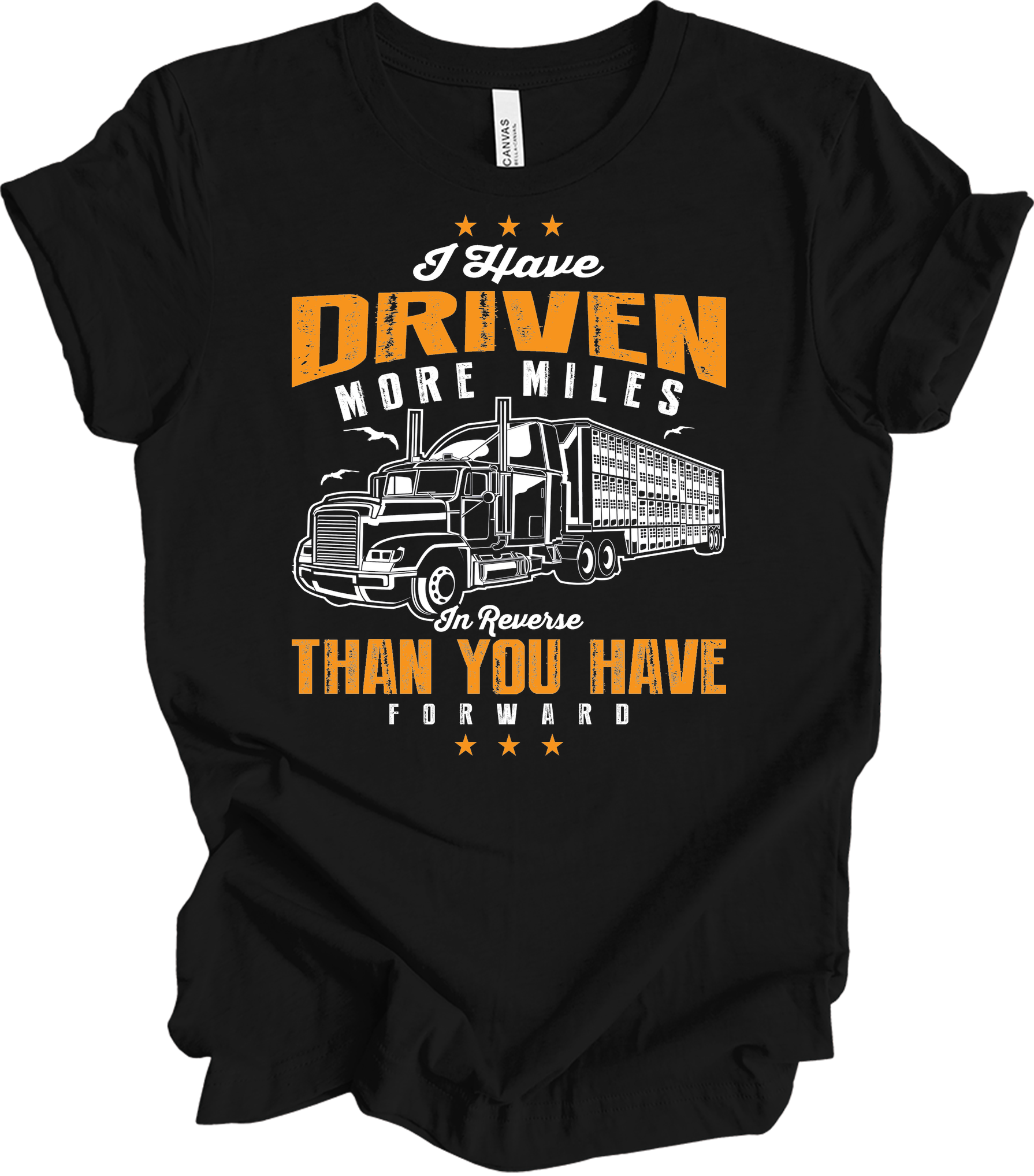 Truck Driver Reverse Miles T-Shirt in Black