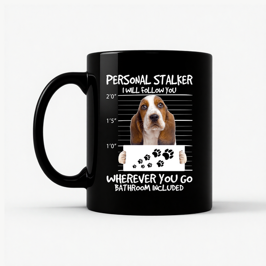Basset Hound Stalker Mug in Black
