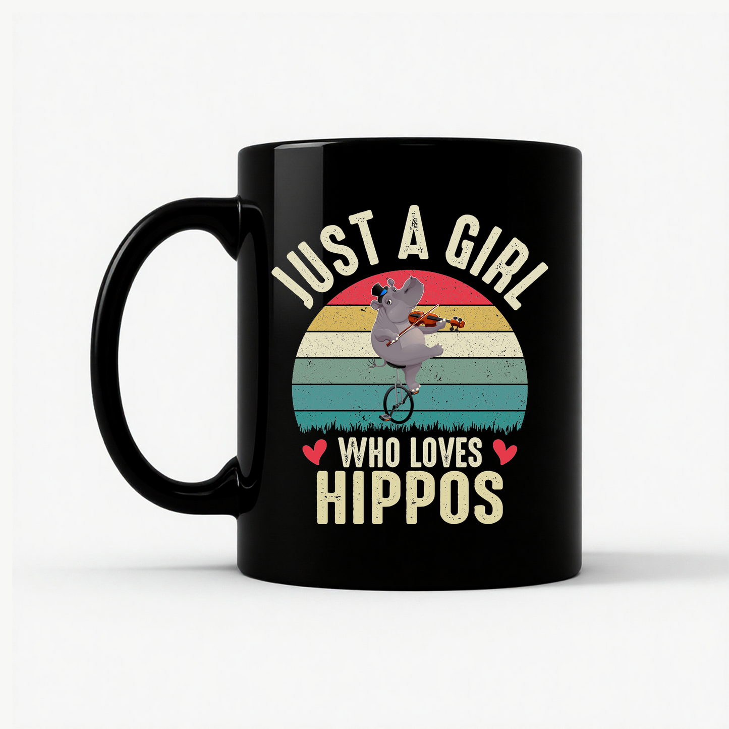 Just A Girl Who Loves Hippos Mug in Black