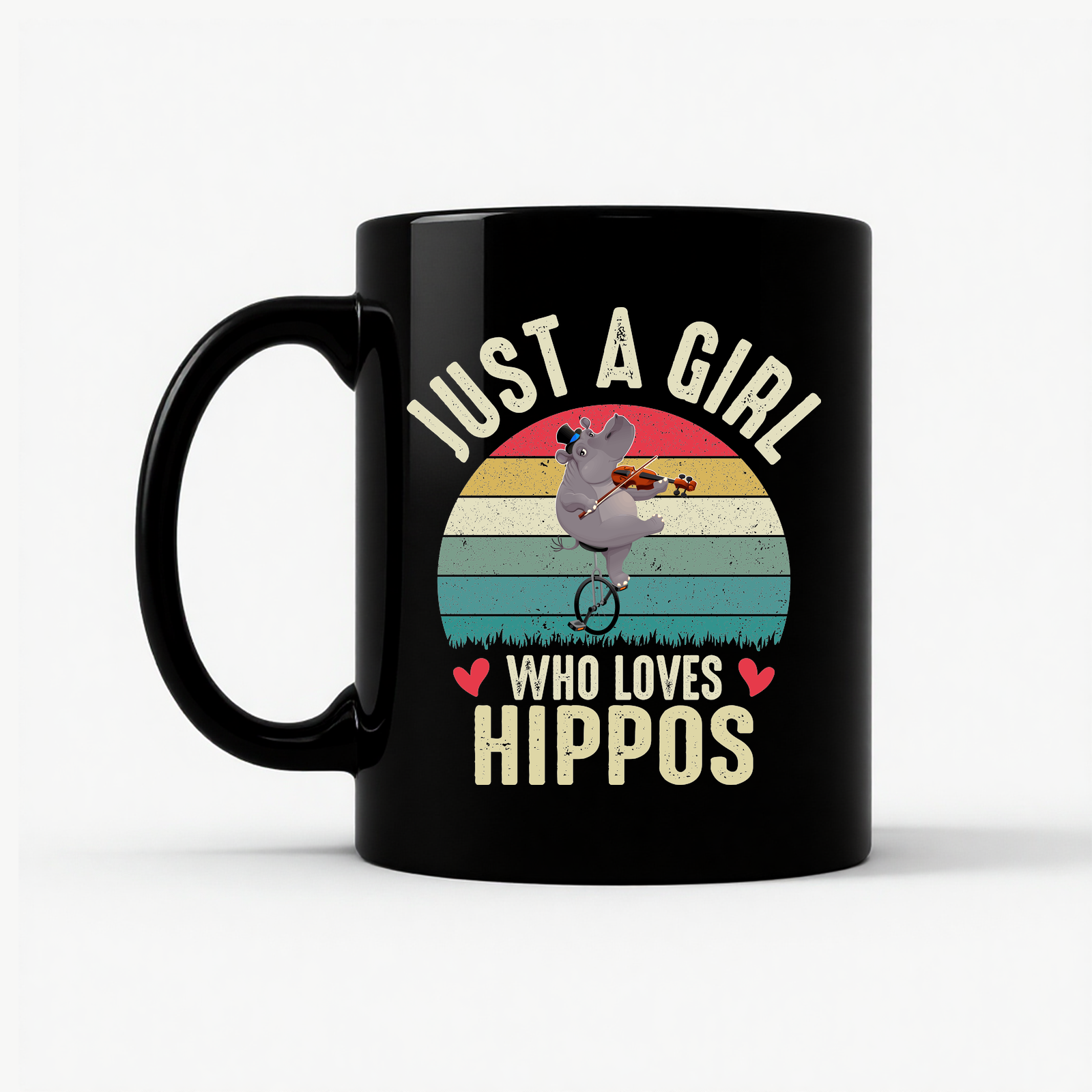 Just A Girl Who Loves Hippos Mug in Black
