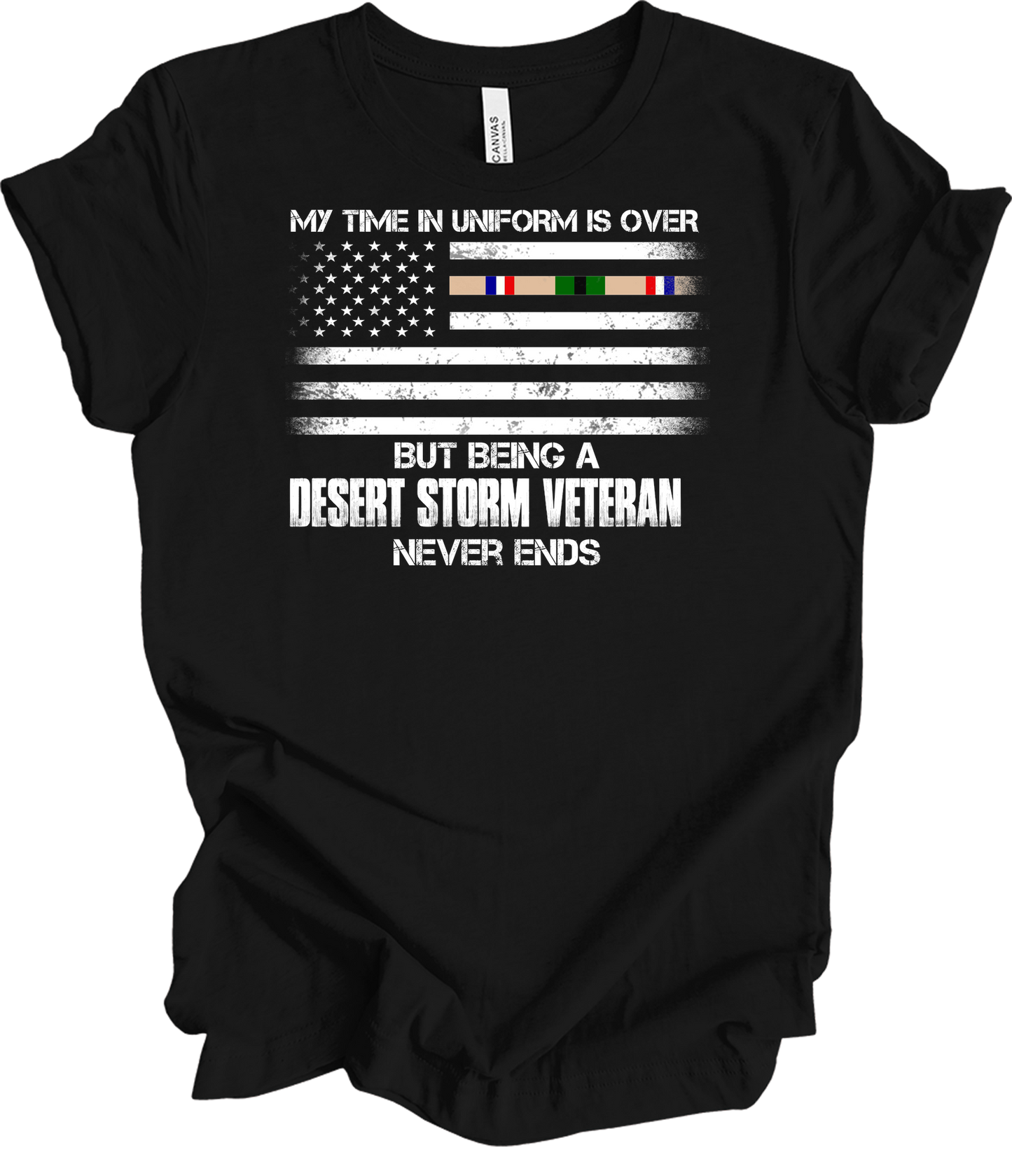 Desert Storm Veteran Gulf War Ribbon T-Shirt in Black