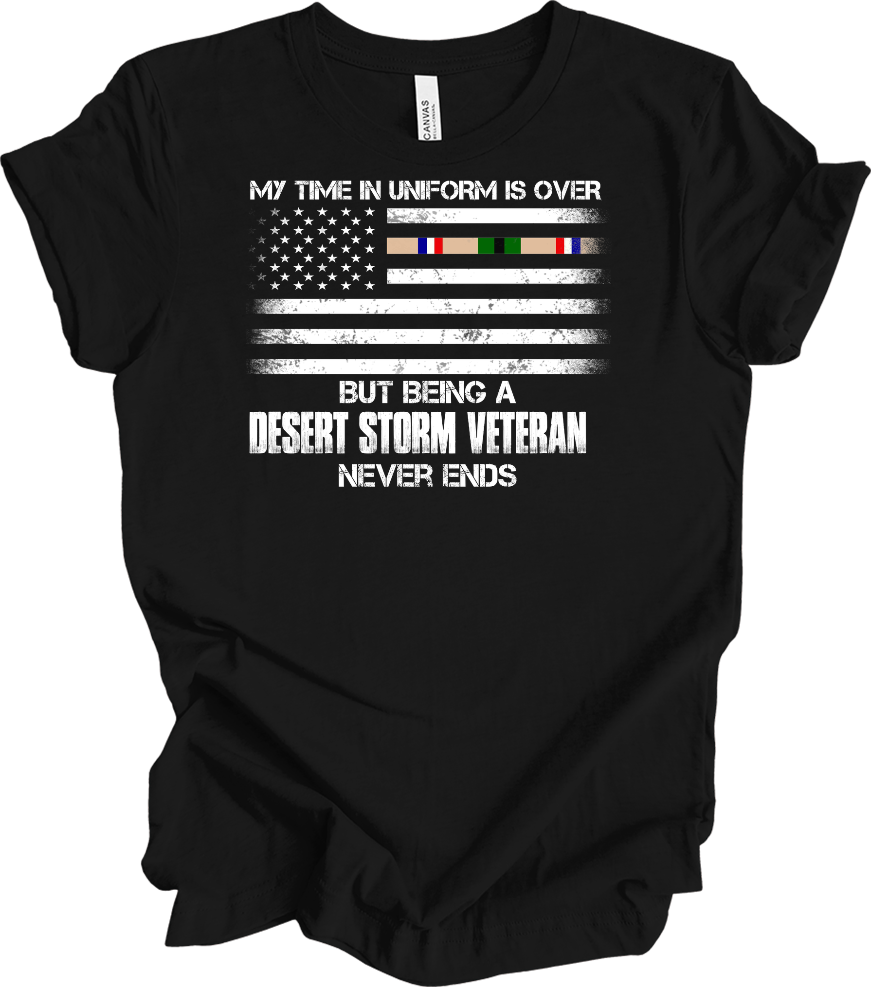 Desert Storm Veteran Gulf War Ribbon T-Shirt in Black