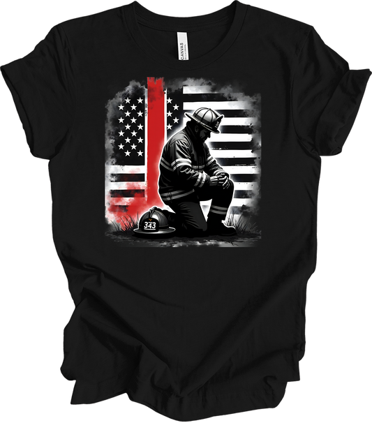 Firefighter Flag Tribute T-Shirt in Black