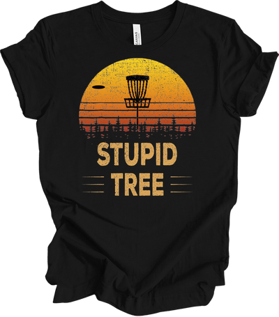 Stupid Tree Disc Golf - Retro Funny Frisbee Golf T-Shirt in Black