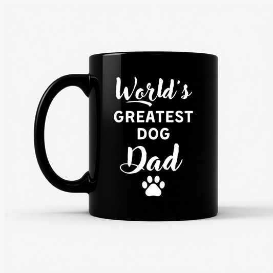World's Greatest Dog Dad Mug in Black