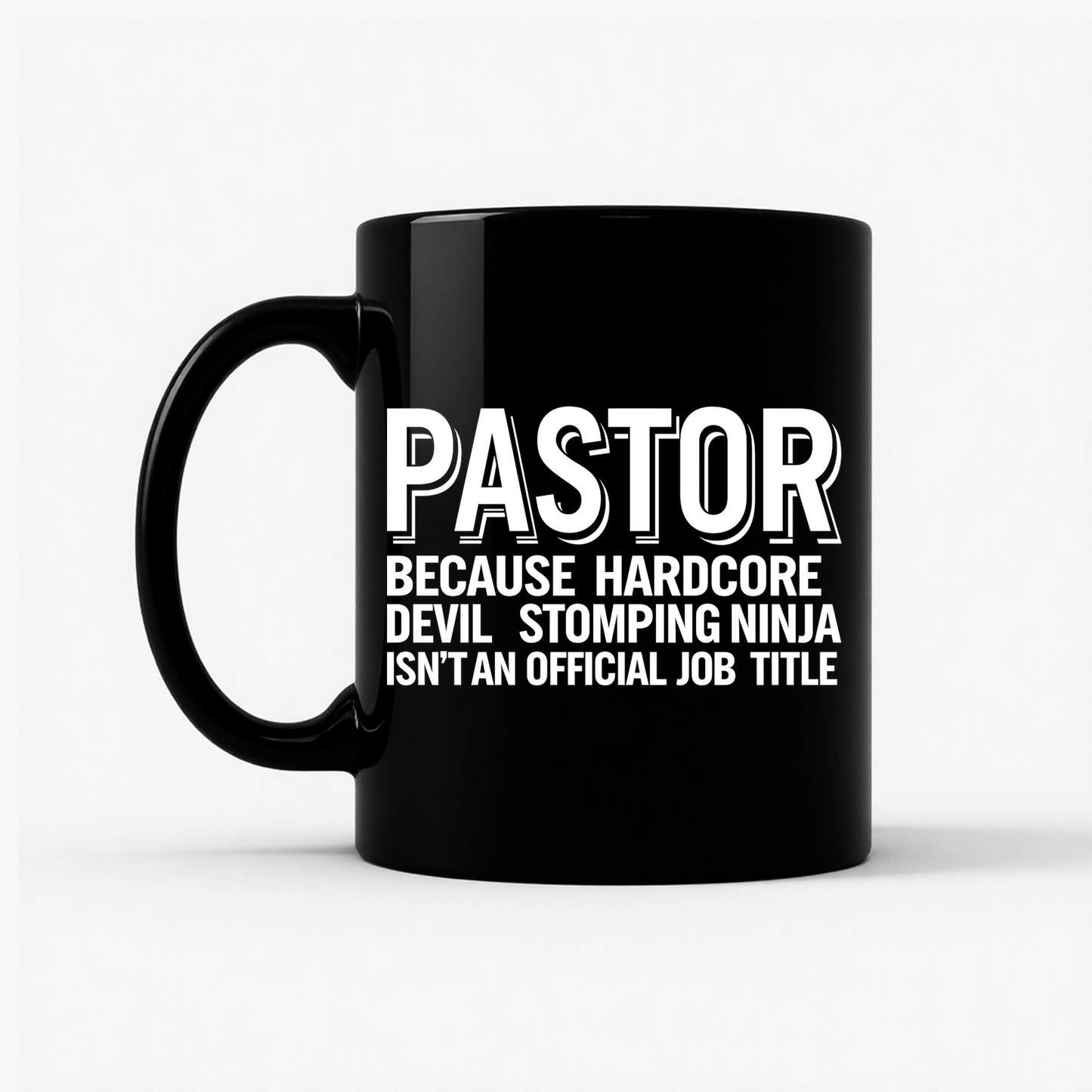 Pastor Typography Humor Mug in Black