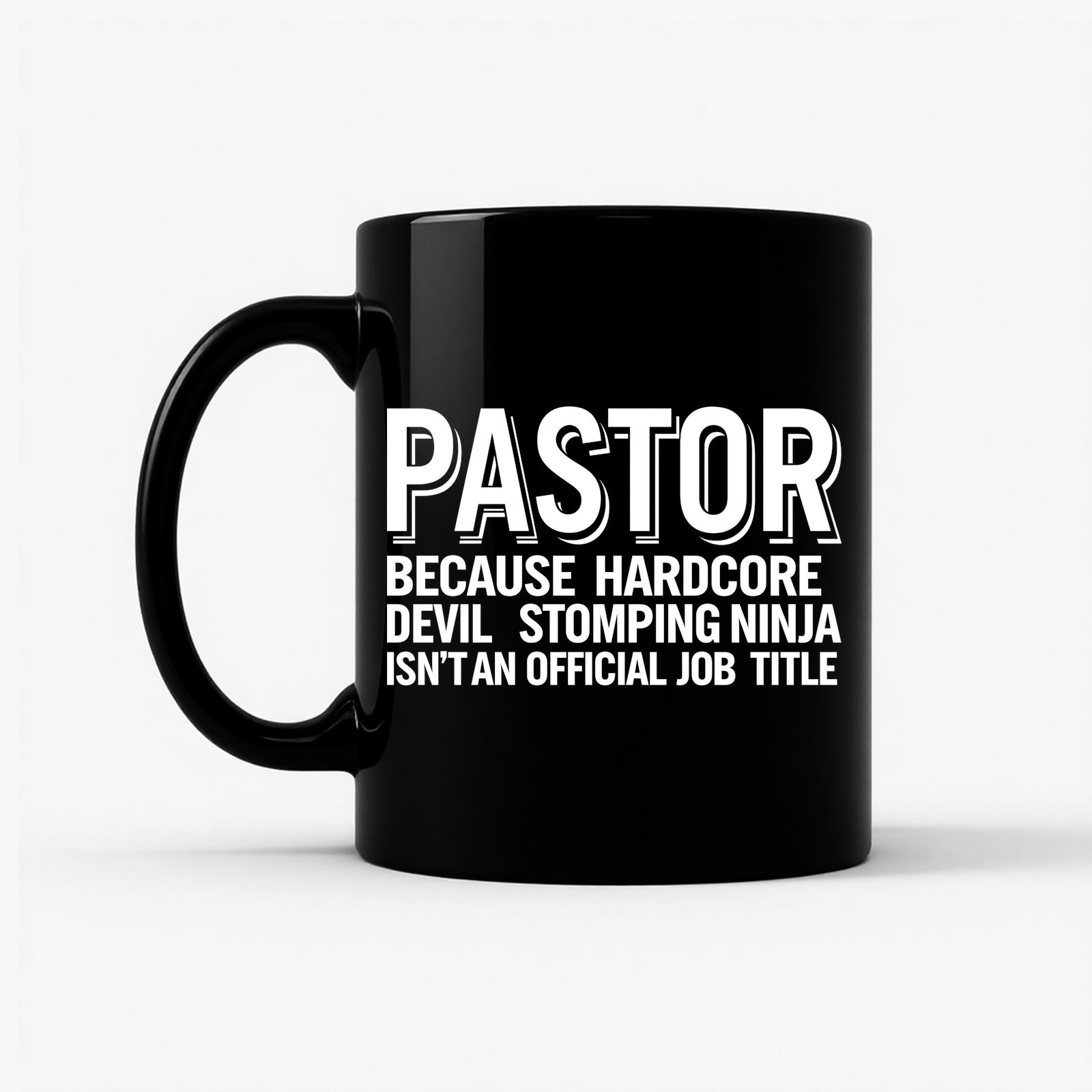 Pastor Typography Humor Mug in Black