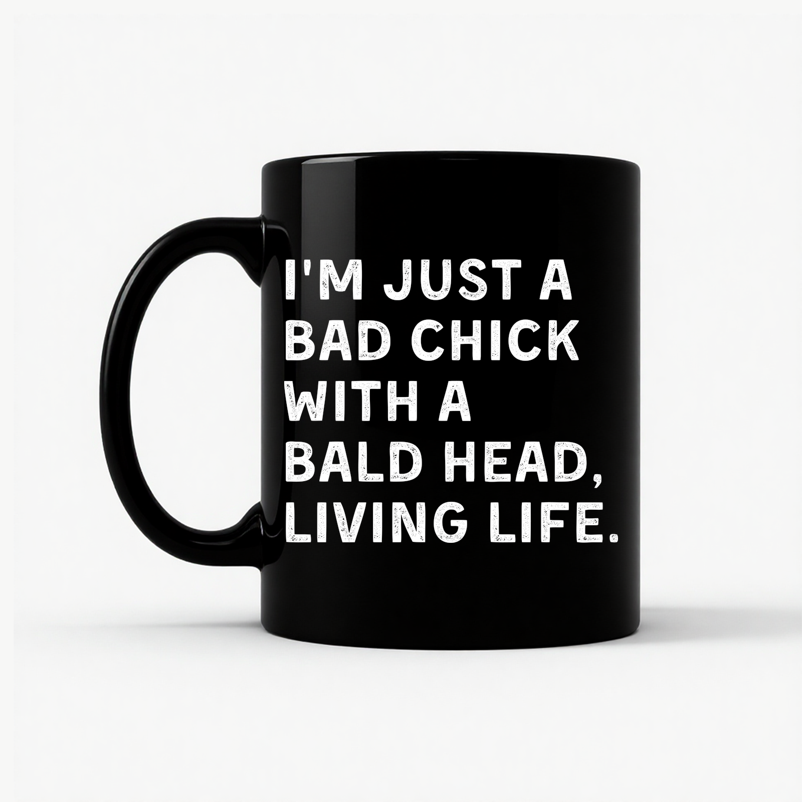 Bad Chick Bald Head Mug in Black