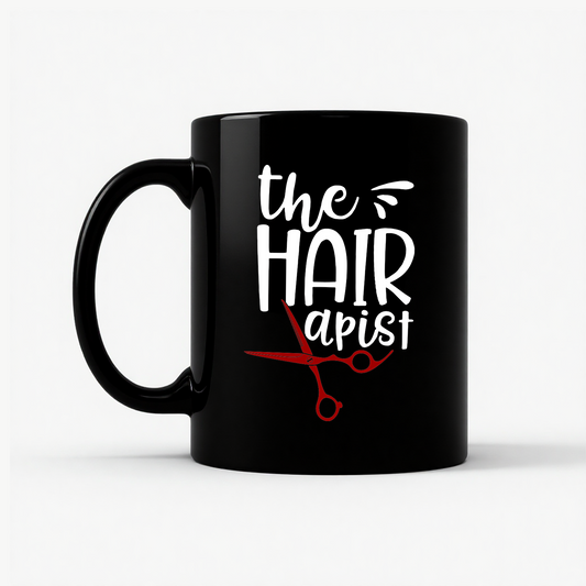 The Hairapist - Funny Unisex Mug in Black