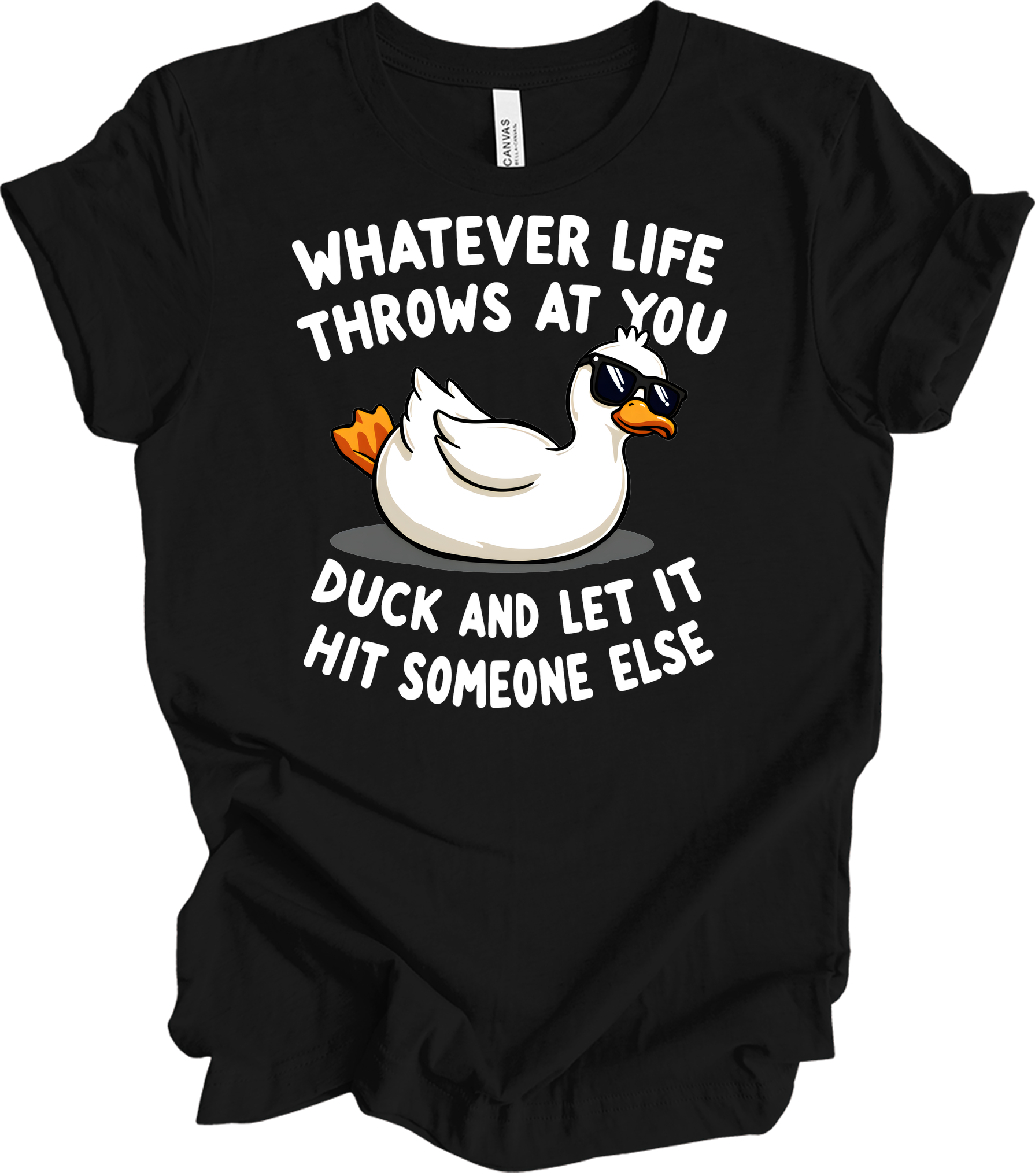 Whatever Life Throws at You Duck T-Shirt in Black