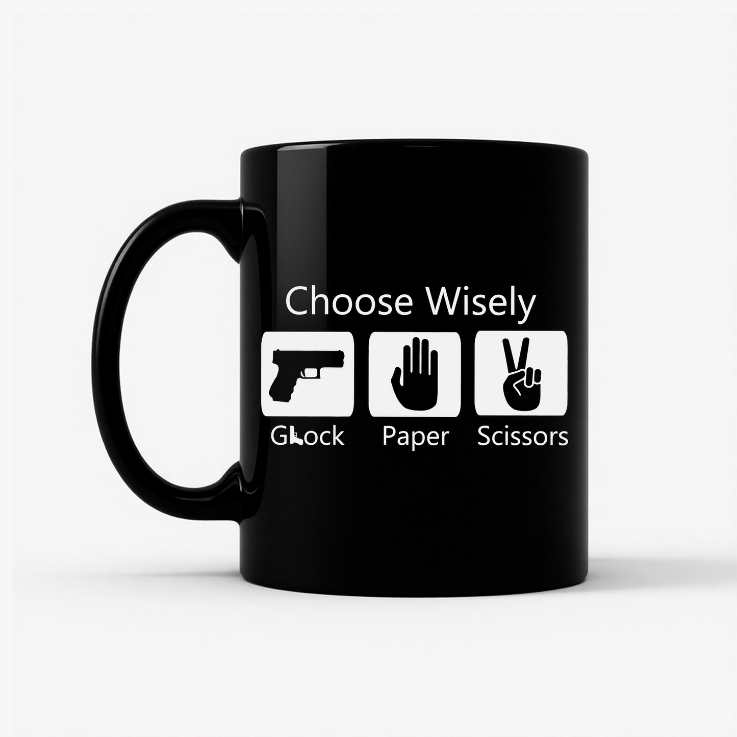 Glock Paper Scissors - Choose Wisely Gun Lover Mug in Black