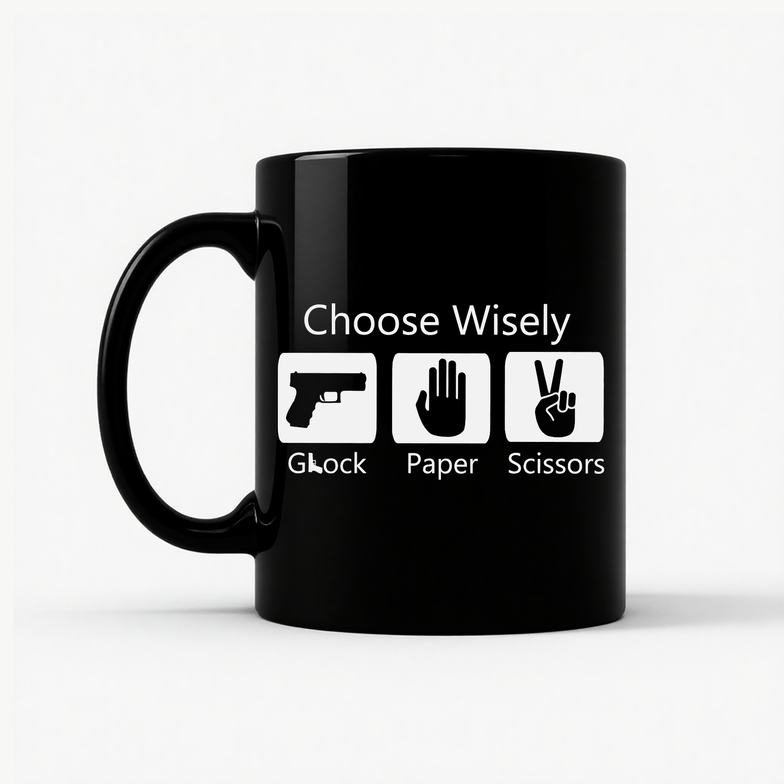Glock Paper Scissors - Choose Wisely Gun Lover Mug in Black