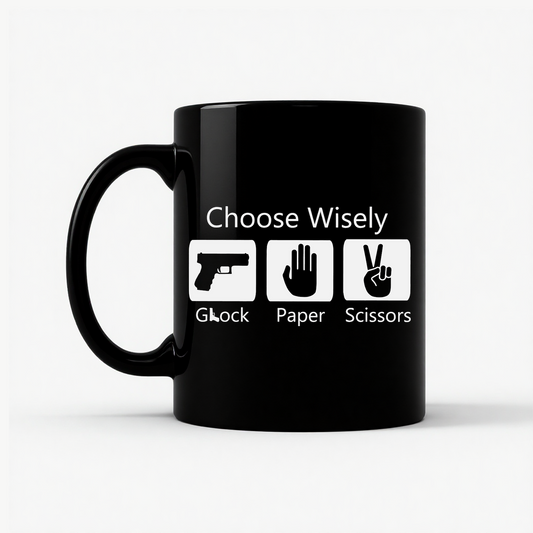 Glock Paper Scissors - Choose Wisely Gun Lover Mug in Black