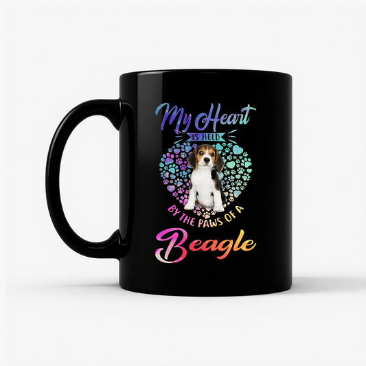 Beagle Heart Paw Mug in Black