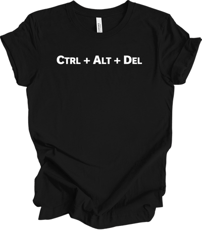 CTRL ALT DEL Tech Humor T-Shirt in Black