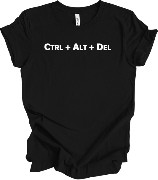 CTRL ALT DEL Tech Humor T-Shirt in Black