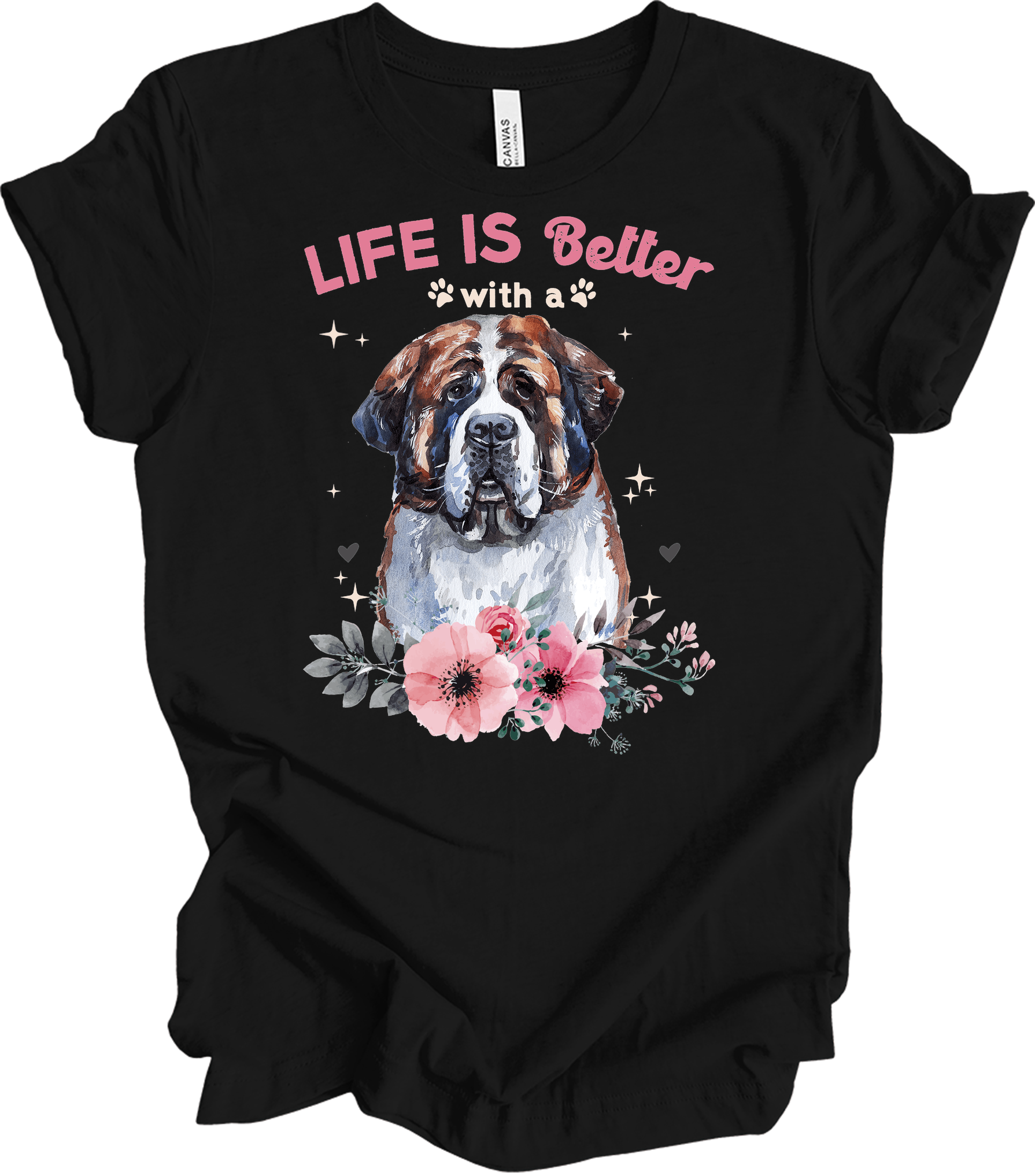 Life's Better with a Saint Bernard T-Shirt in Black