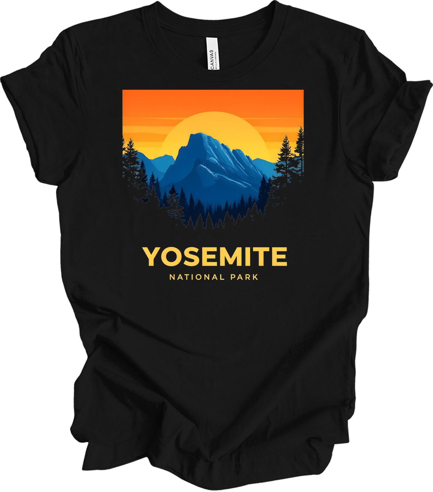 Yosemite Park Sunset T-Shirt in Black