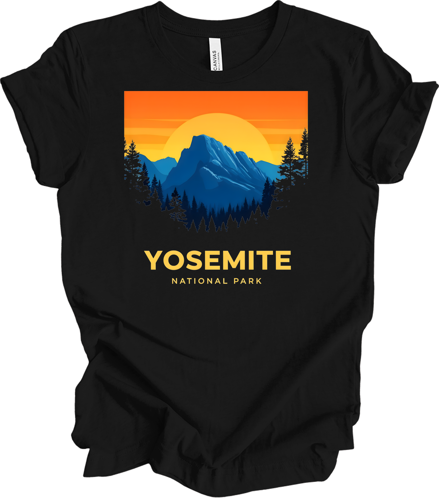 Yosemite Park Sunset T-Shirt in Black