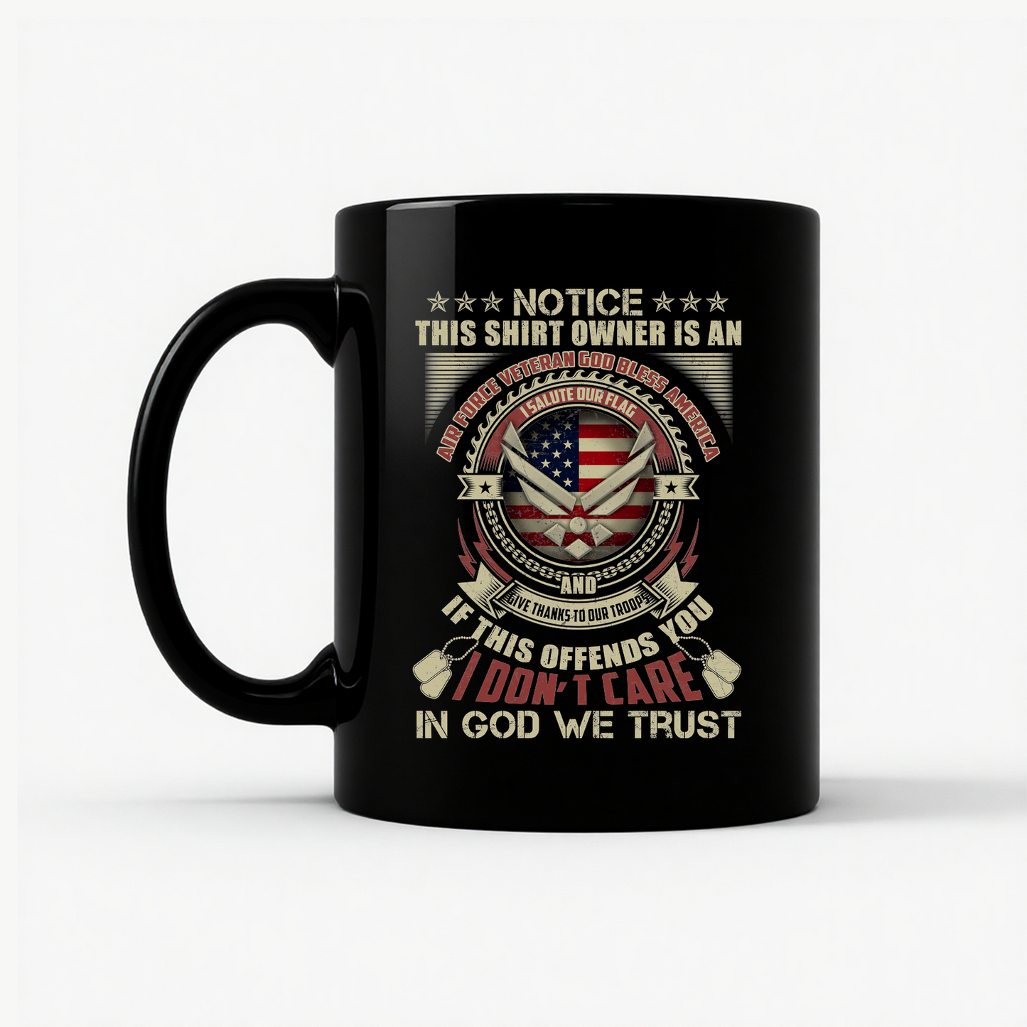 Air Force Veteran US Military Patriotic Mug in Black