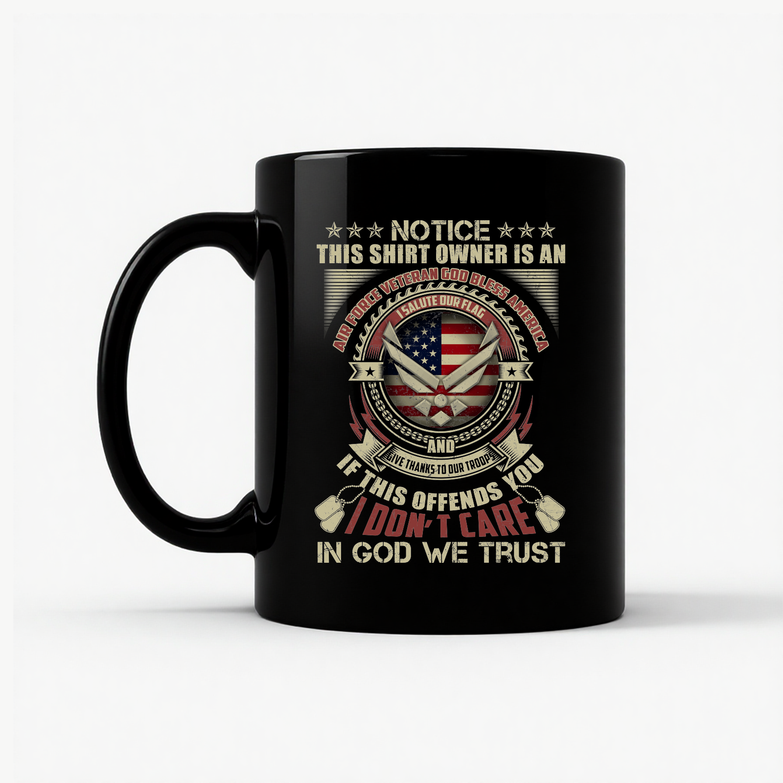 Air Force Veteran US Military Patriotic Mug in Black