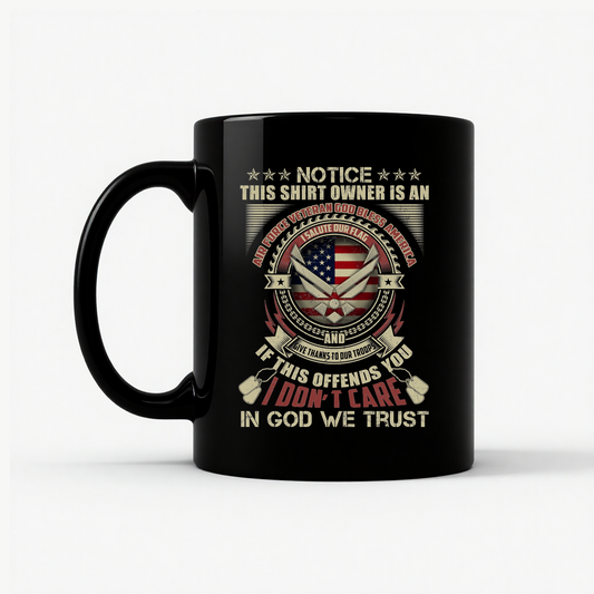 Air Force Veteran US Military Patriotic Mug in Black