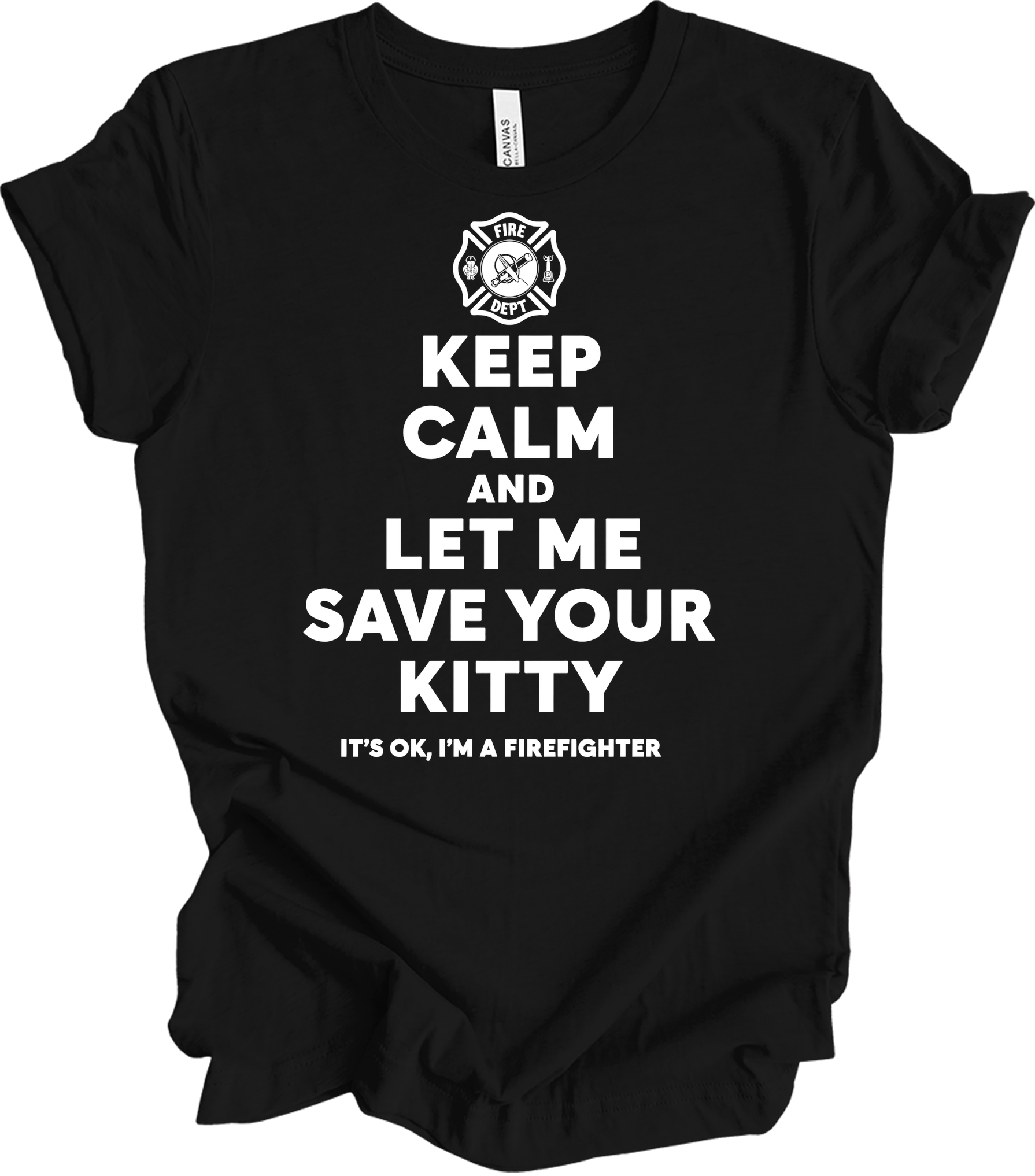 Firefighter Rescue - Save Your Kitty T-Shirt in Black
