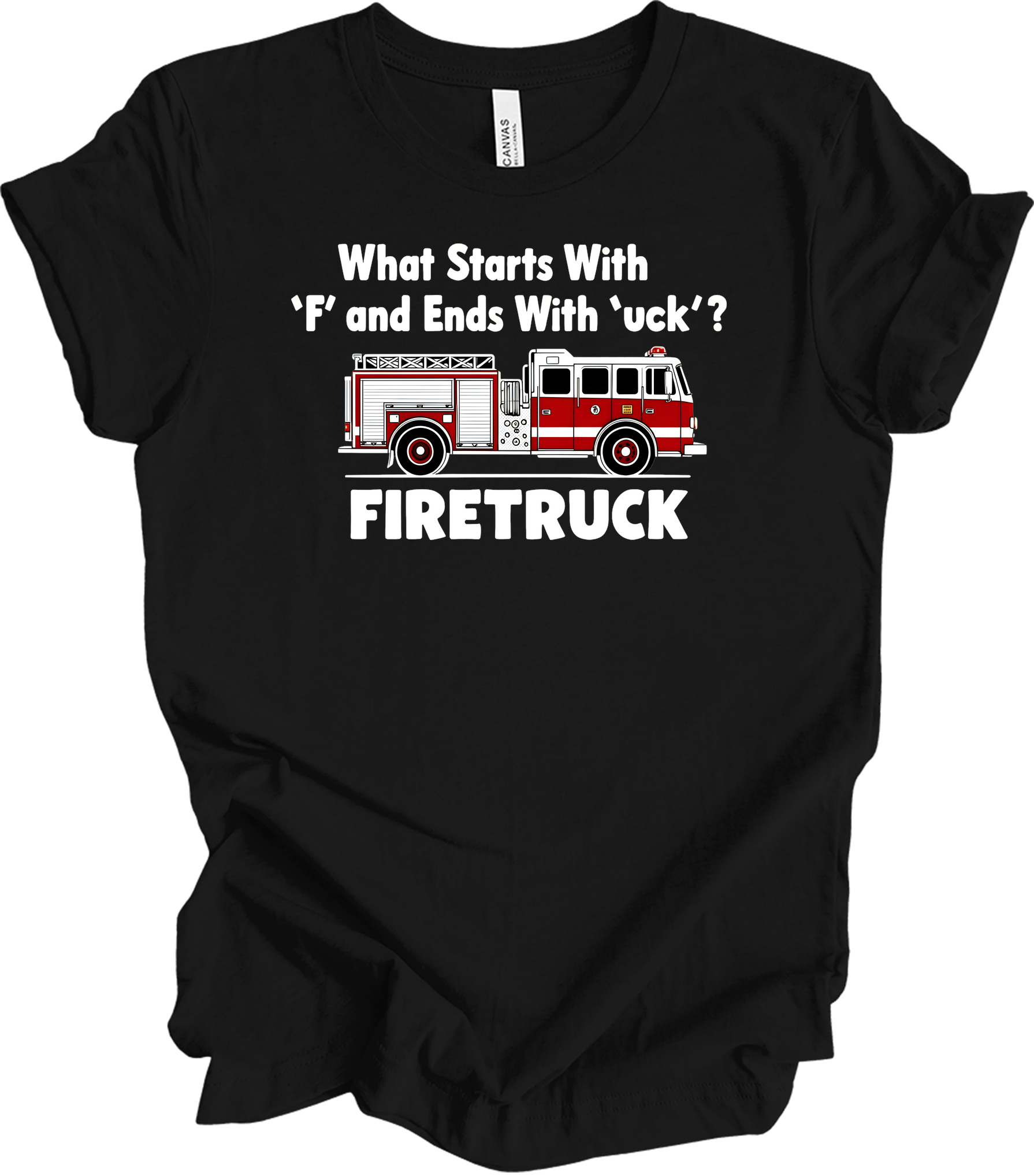 Funny Fire Truck T-Shirt in Black