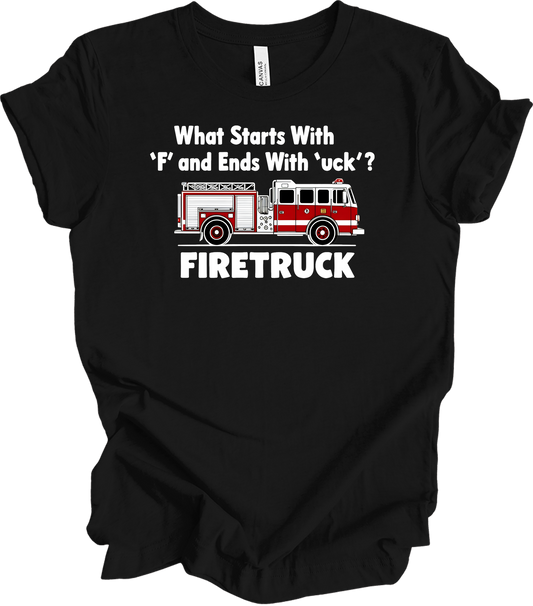 Funny Fire Truck T-Shirt in Black
