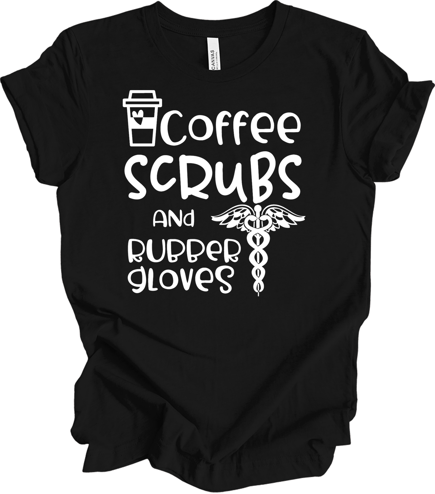 Coffee Scrubs Nurse T-Shirt in Black