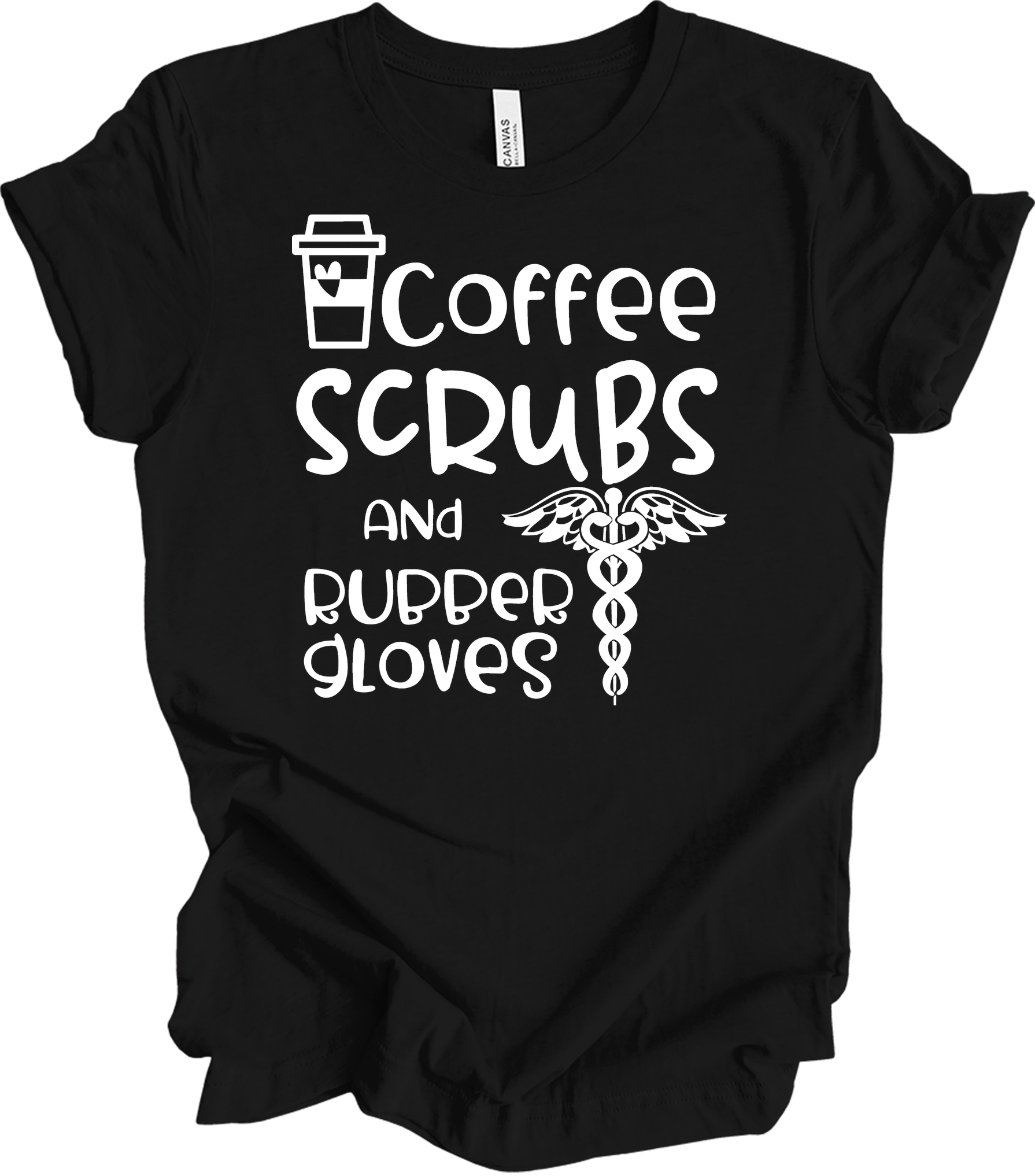 Coffee Scrubs Nurse T-Shirt in Black