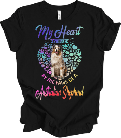 Australian Shepherd Paws Heart - Saint Bernard Dog Lover Gift T-Shirt in Black
