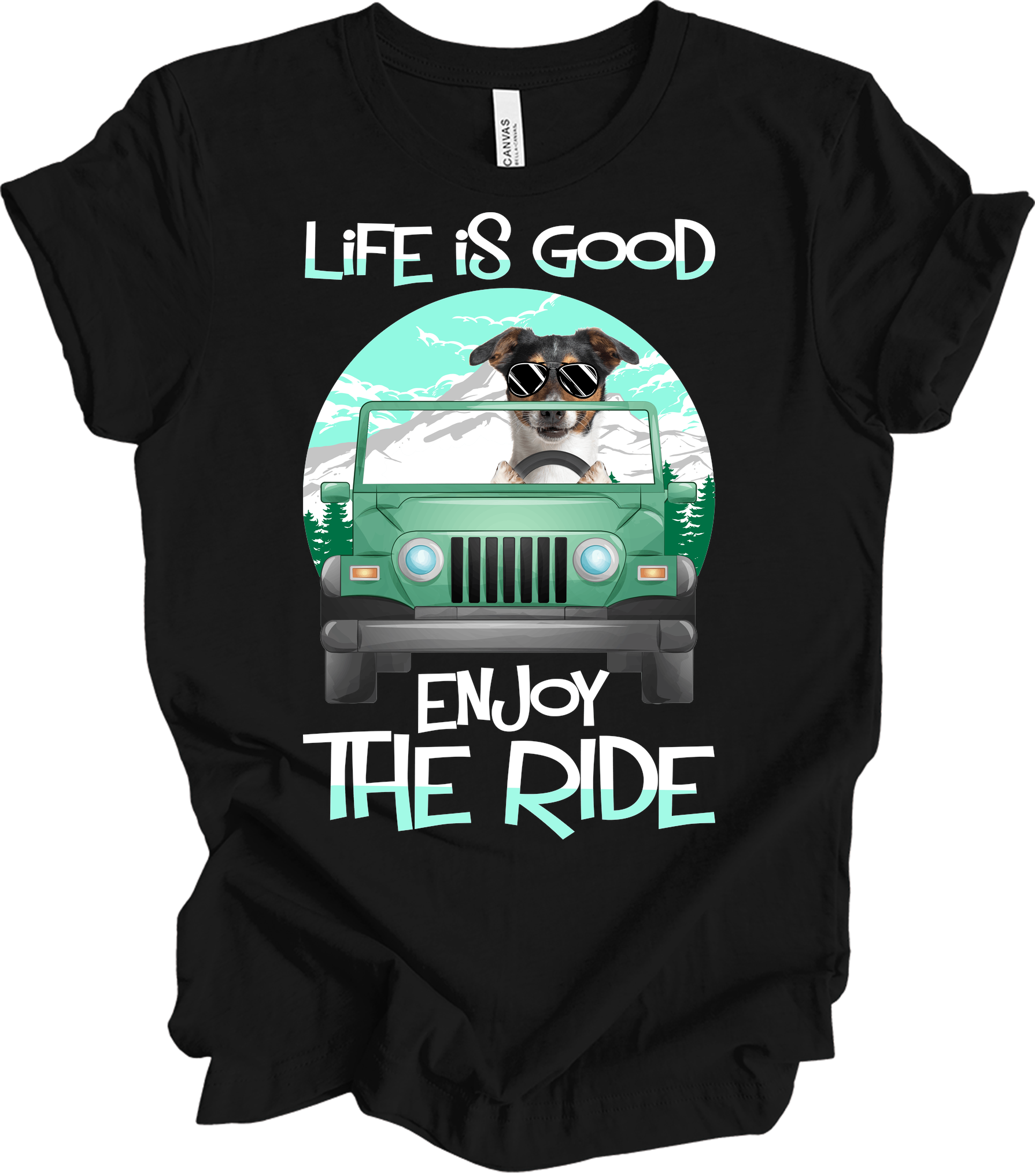 Jeeps and Dogs - Funny Jack Russell Terrier Owner Gift T-Shirt in Black