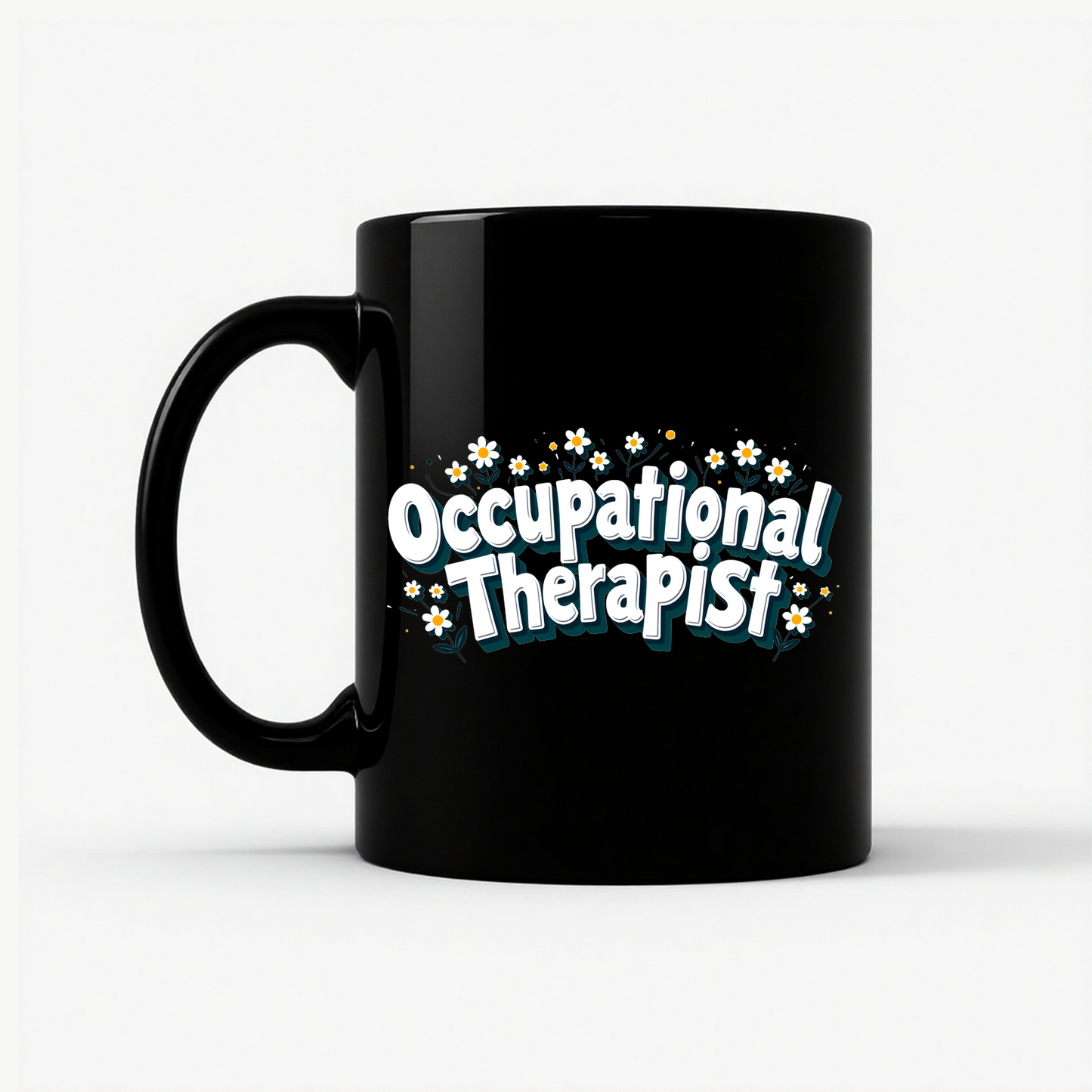 Floral Occupational Therapist Mug in Black