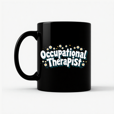 Floral Occupational Therapist Mug in Black