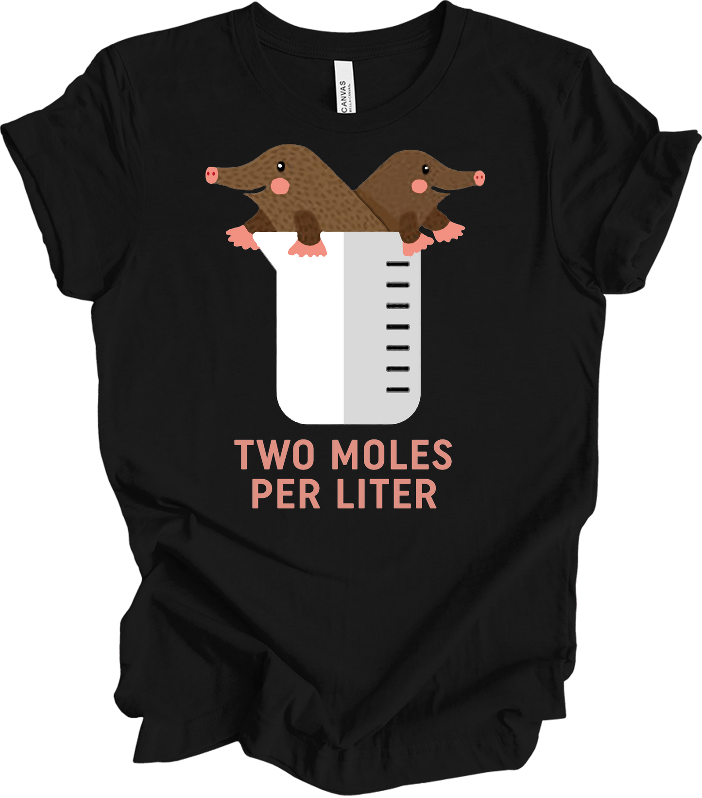Two Moles Per Liter Funny Chemistry Science T-Shirt in Black