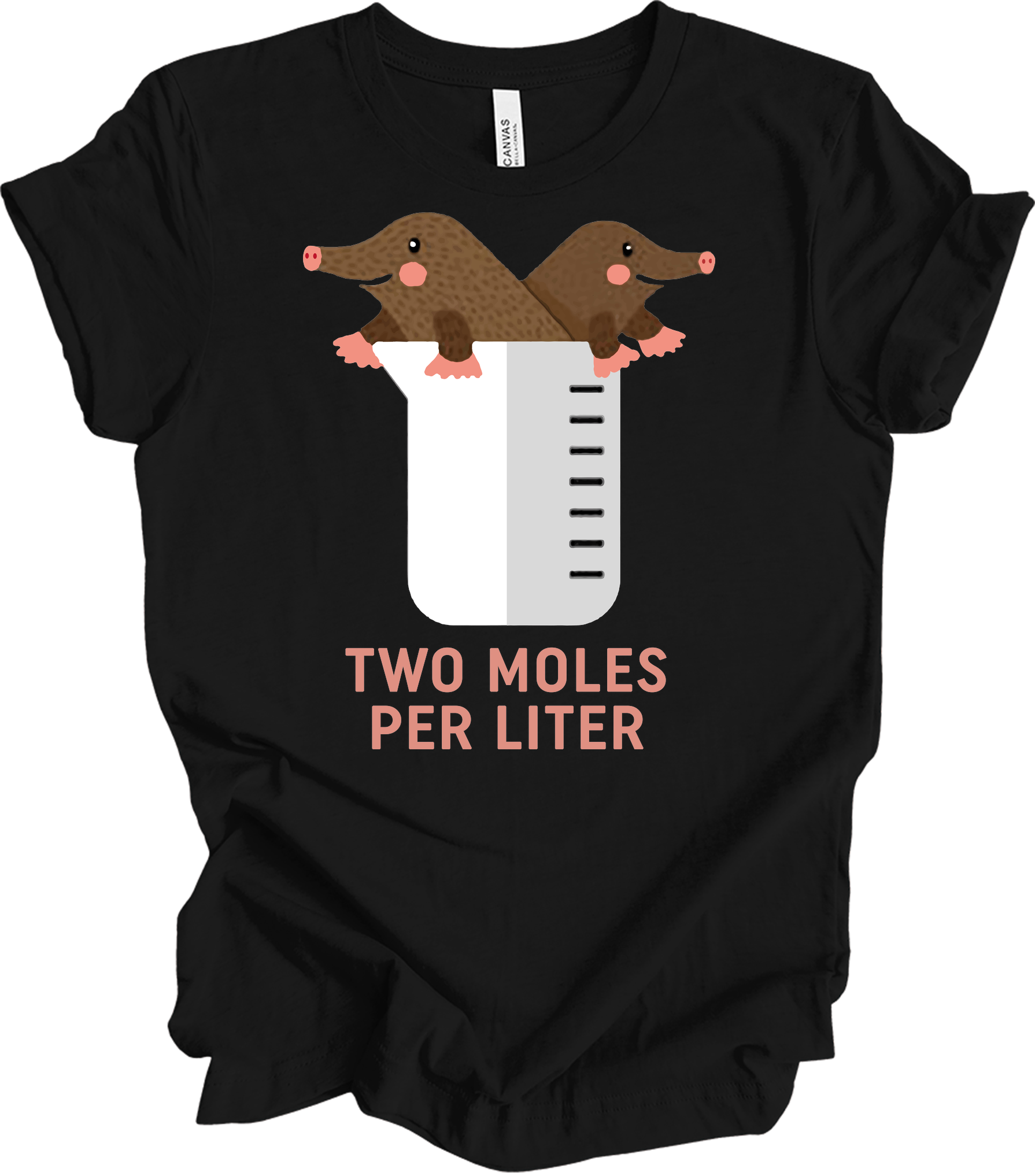 Two Moles Per Liter Funny Chemistry Science T-Shirt in Black